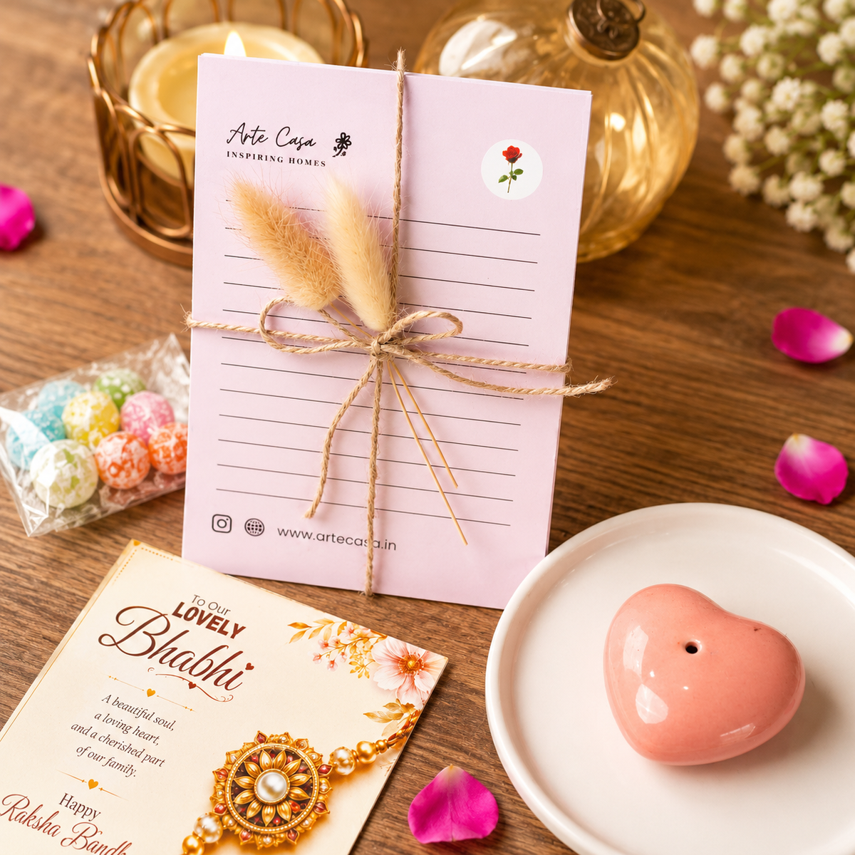 Pooja Loving Bhabhi Shubh Aashirwad Rakhi Hamper - https://artecasa.in/
