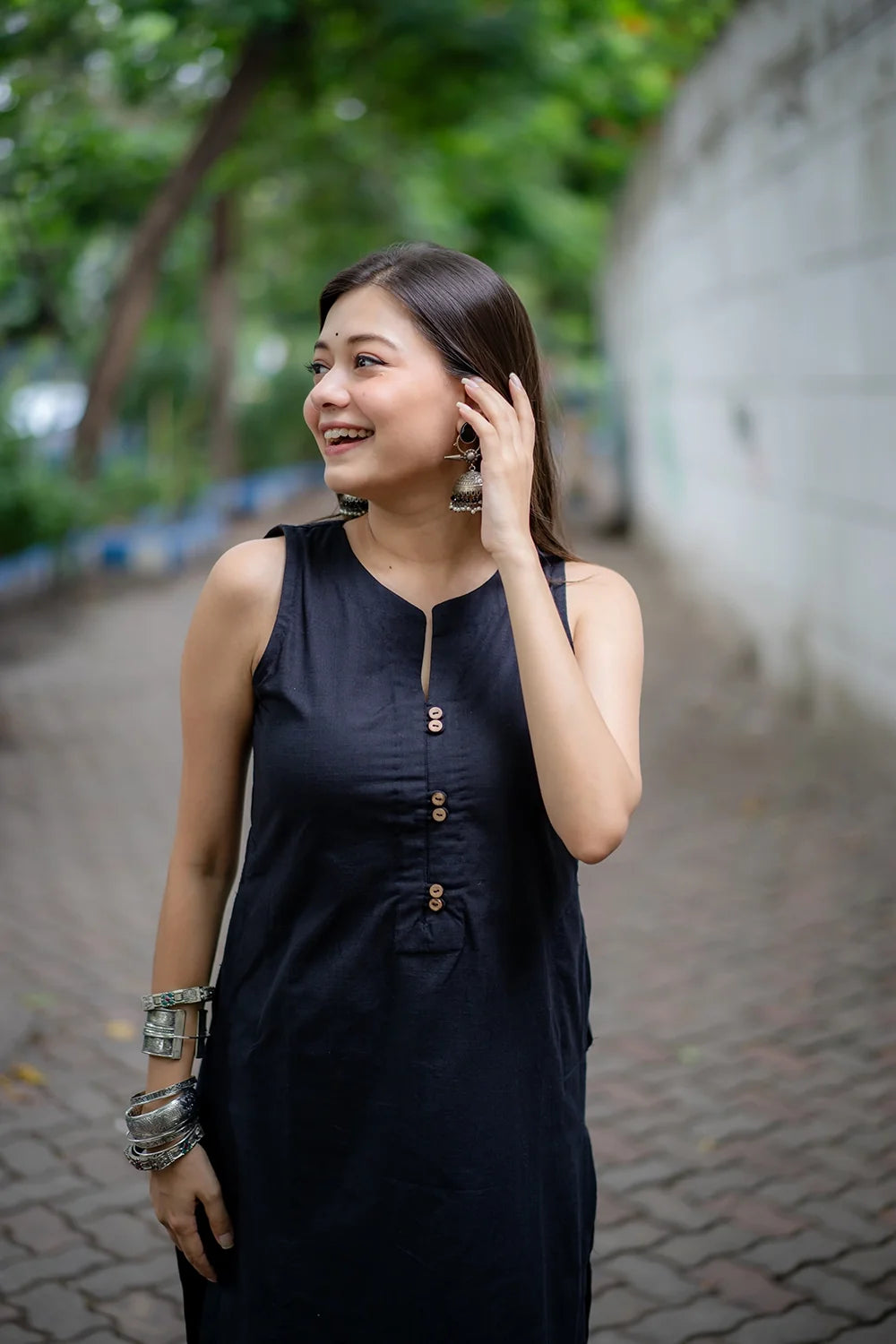 Premium Black Khadi Cotton Co-ord Set for Office Wear
