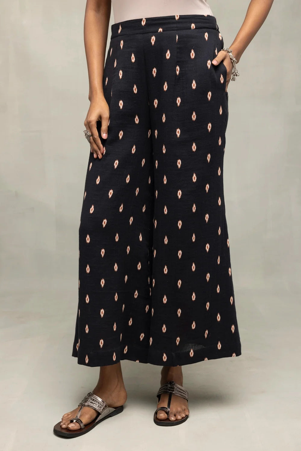 Premium Black Oval Dot Pure Cotton Co-ord Set for Office Wear