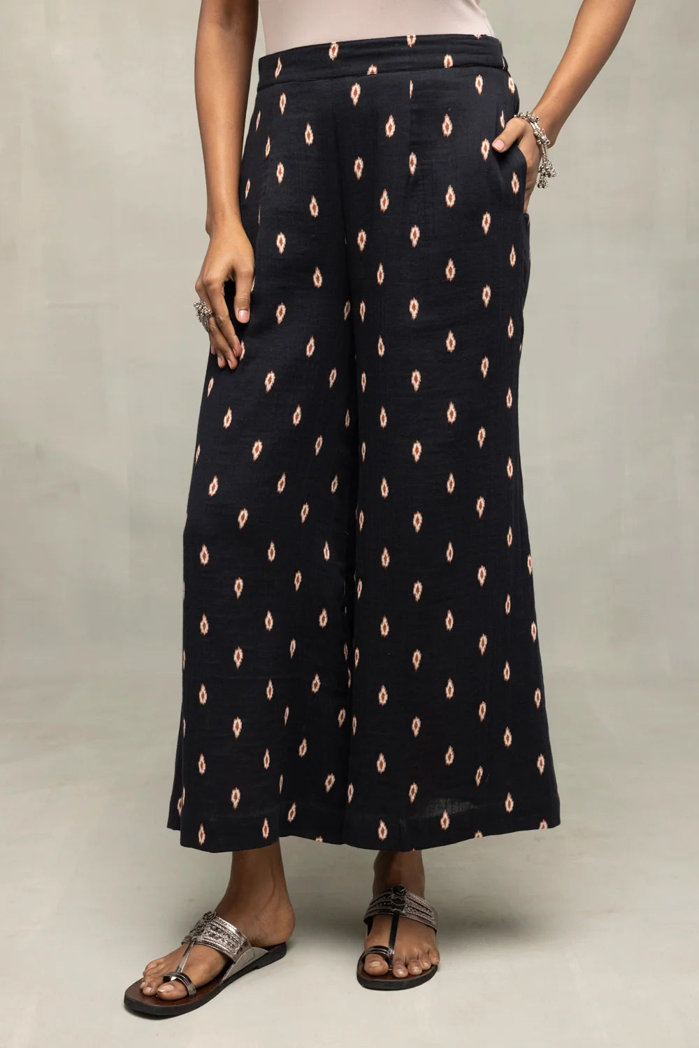 Premium Black Oval Dot Pure Cotton Co-ord Set for Office Wear