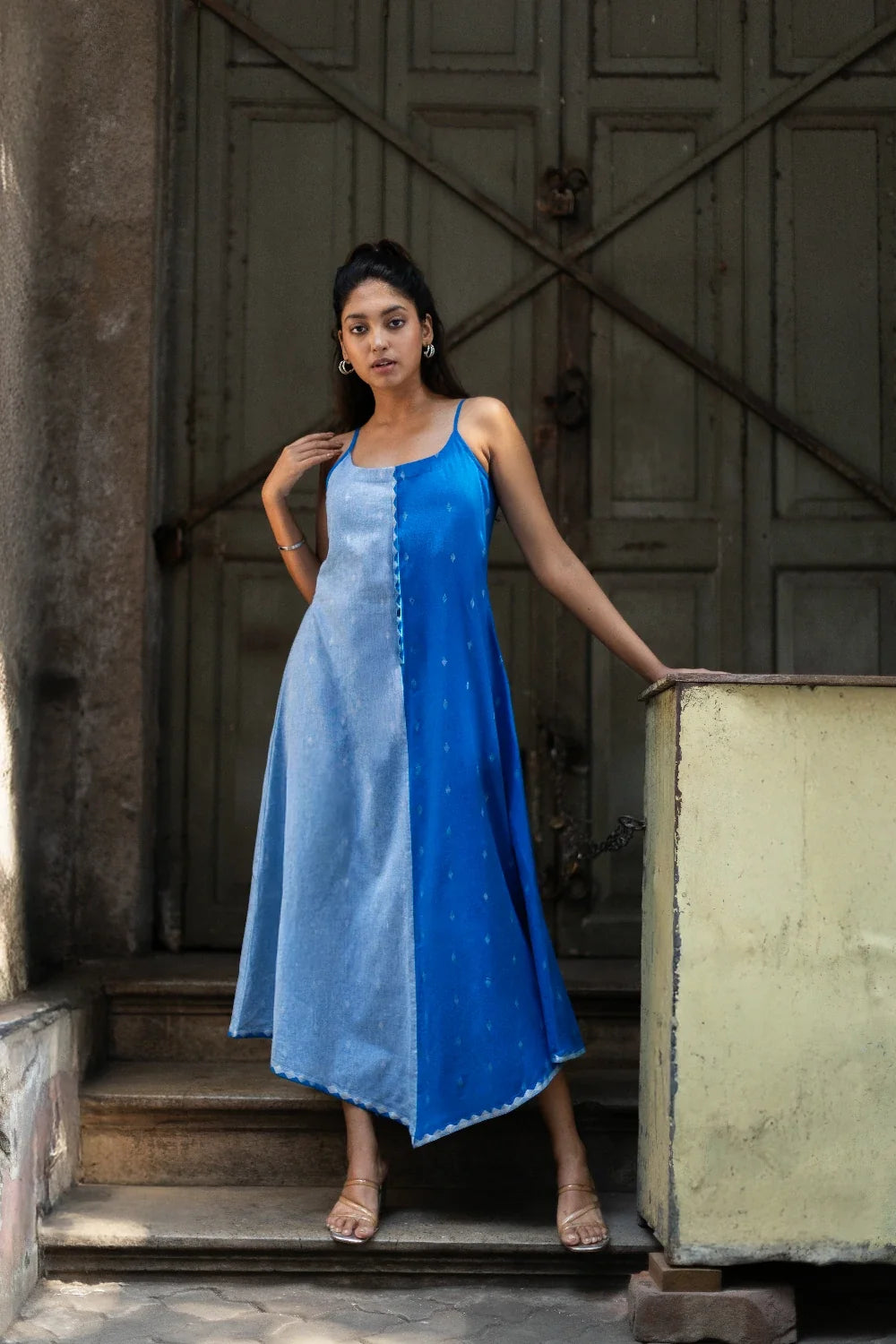 Premium Blue Mirage South Cotton Dress for Office and Casual Wear