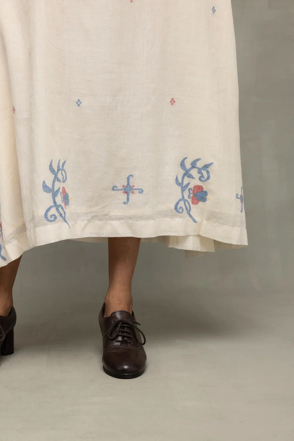 Premium Cream Bela Buta Pure Cotton Jamdani Dress for Everyday Wear