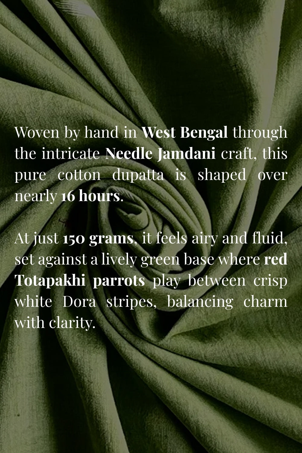 Premium Green Tota Pakhi Jamdani Dupatta for Wedding and Festive Wear