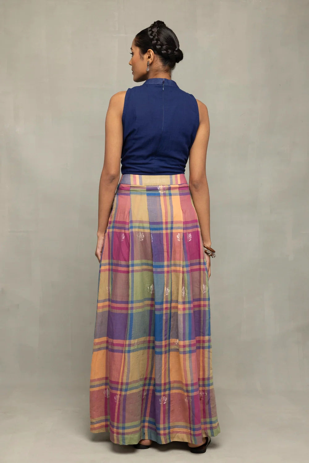 Premium Lotus Meadow Checkered Jamdani Skort for Office and Casual Wear