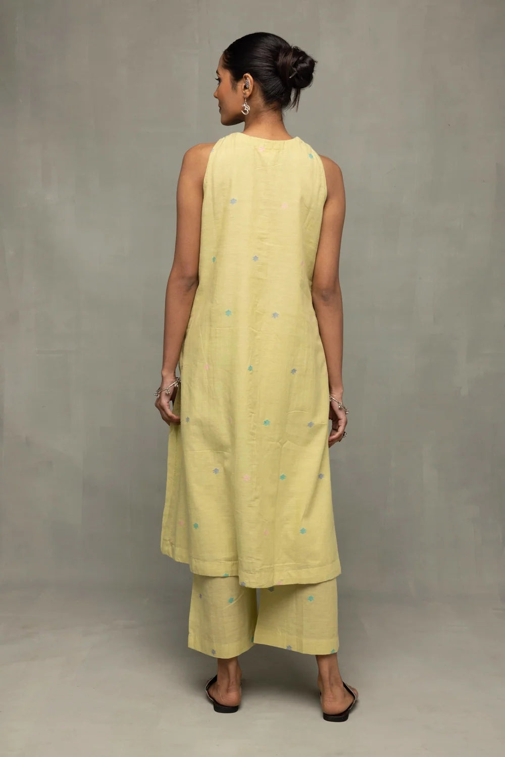 Mint Green A-Line Jamdani Co-Ord Set-Sutra Art of Clothing