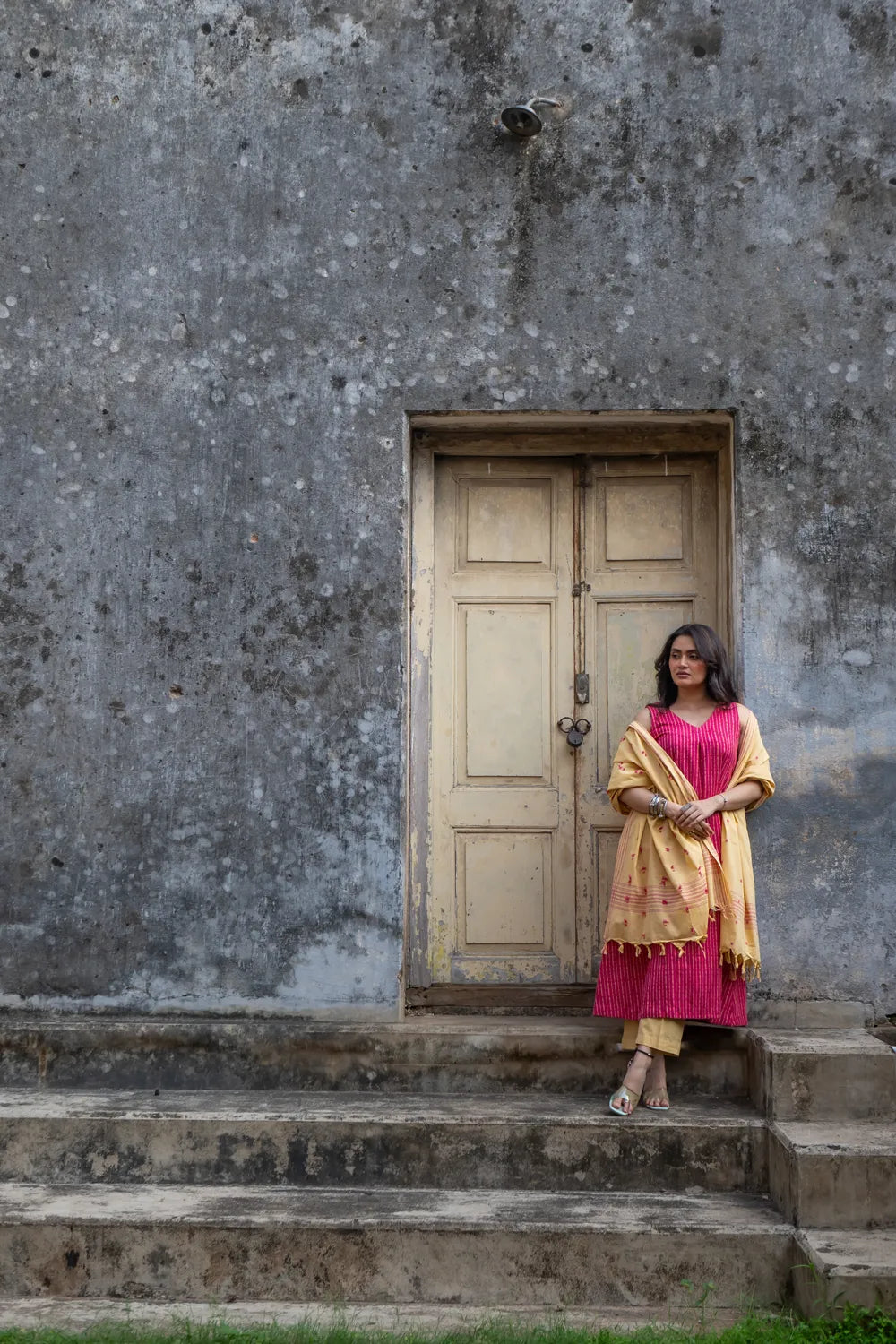 Premium Pink Pure South Cotton Woven Kurta Set with Dupatta for Wedding Wear