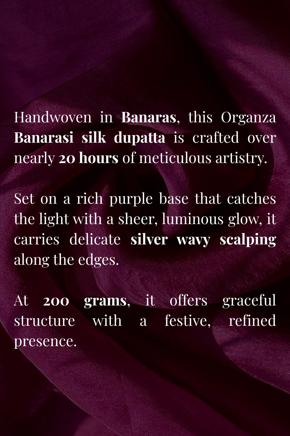 Rich Purple Pure Organza Silk Banarsi Dupatta-Sutra Art of Clothing