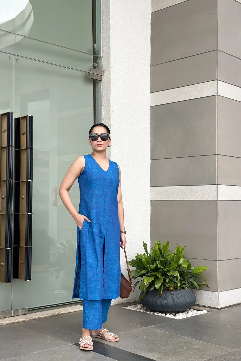 premium-teal-blue-pure-cotton-co-ord-set-for-office-and-casual-wear