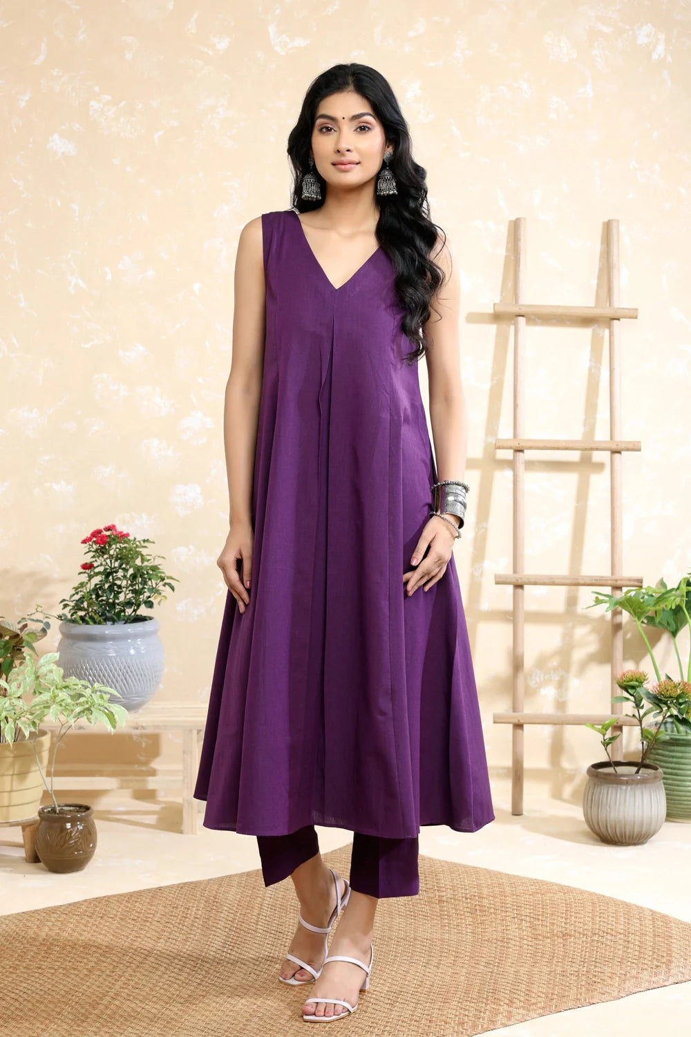 Purple Malai Cotton Co-ord Set-Sutra Art of Clothing