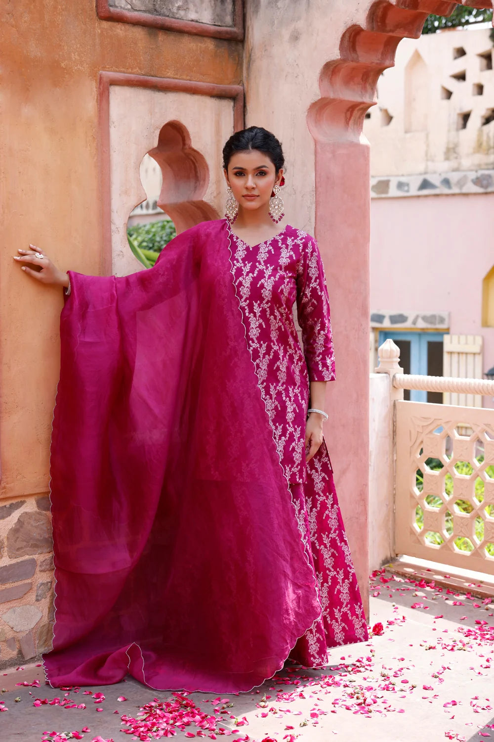 Purple Pure Silk Banarasi Sharara with Dupatta