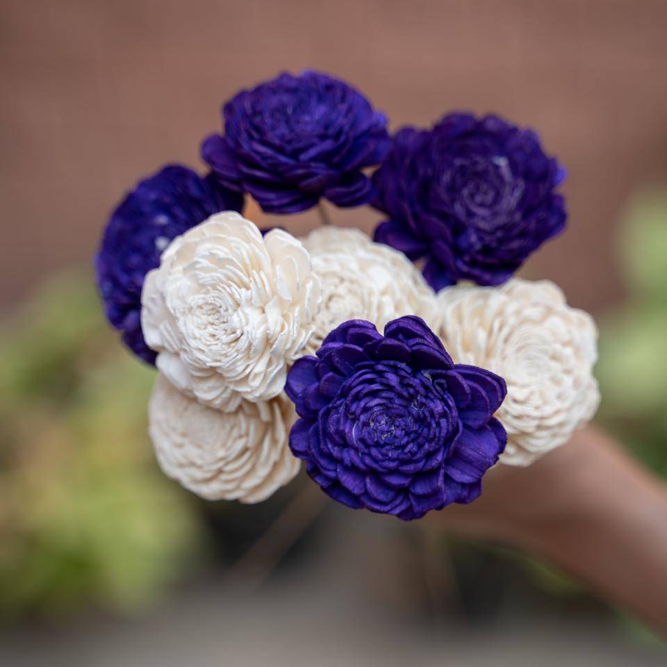 Purple White Sola Dried Flowers Combo for Vase Decor
