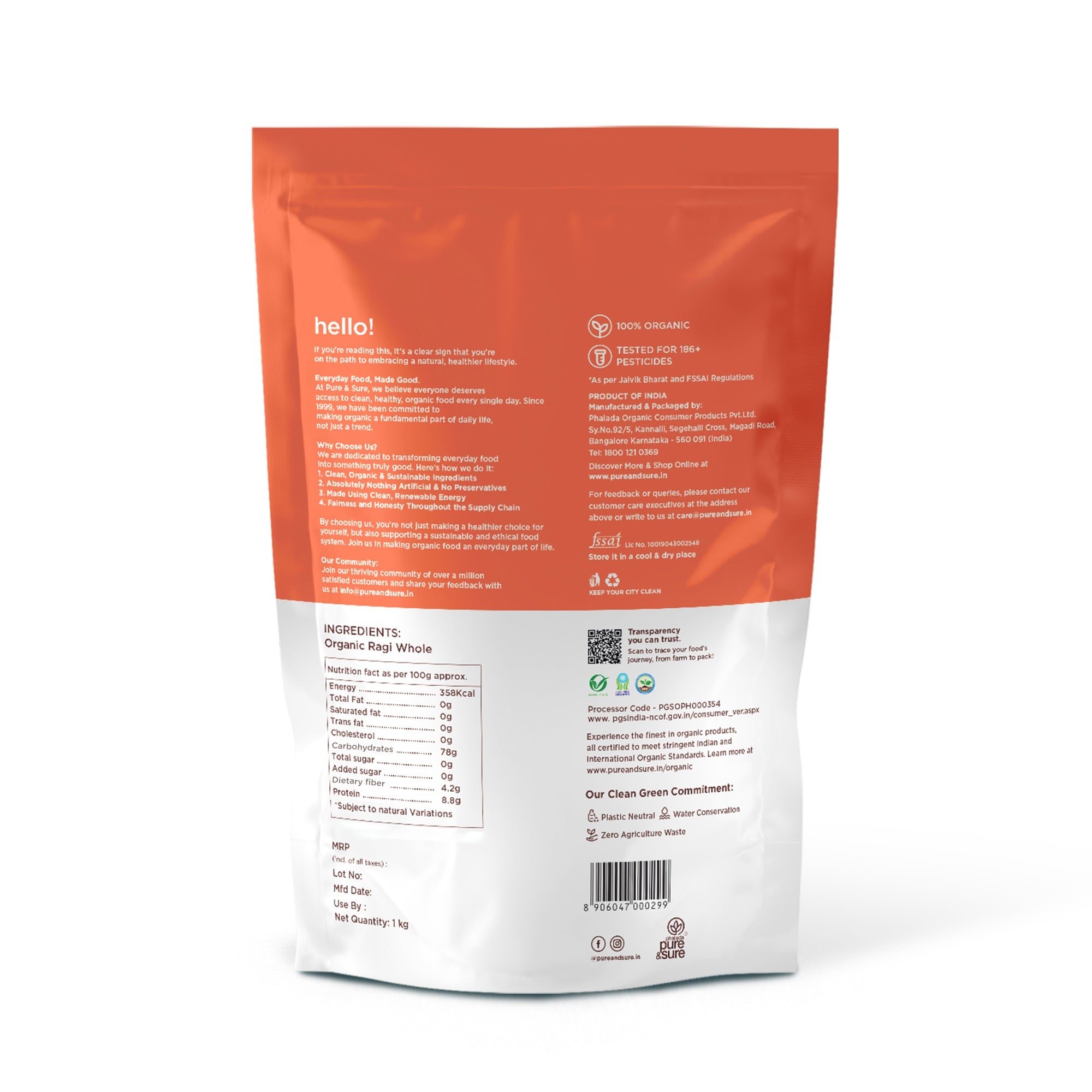 Organic Ragi Flour 1kg Back