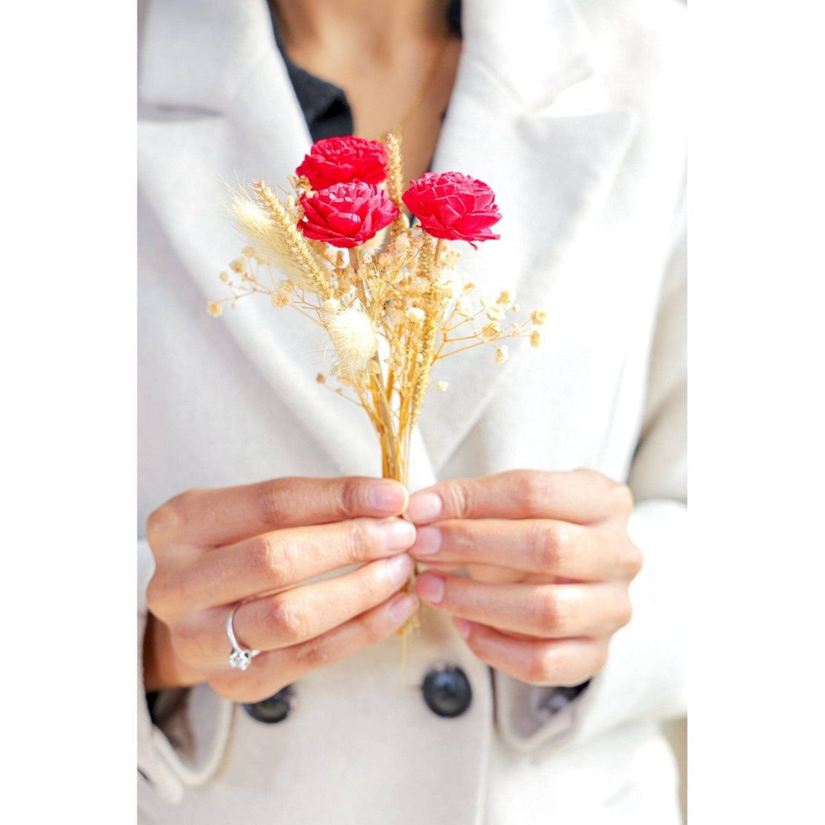 Red Velvet dried flower bunch for vase decor and gifting by ArteCasa