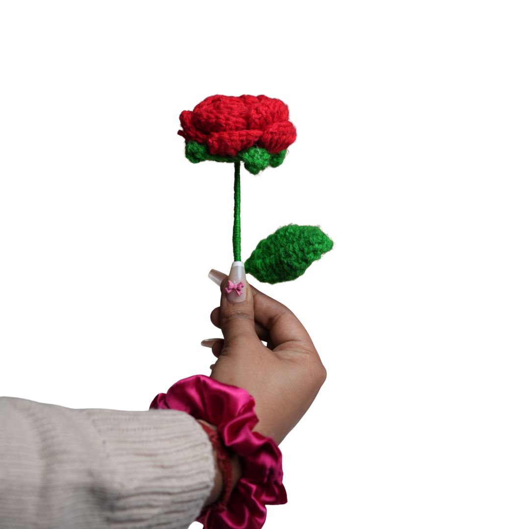 Handcrafted Red Crochet Rose – Forever Flower Décor | ArteCasa - https://artecasa.in/