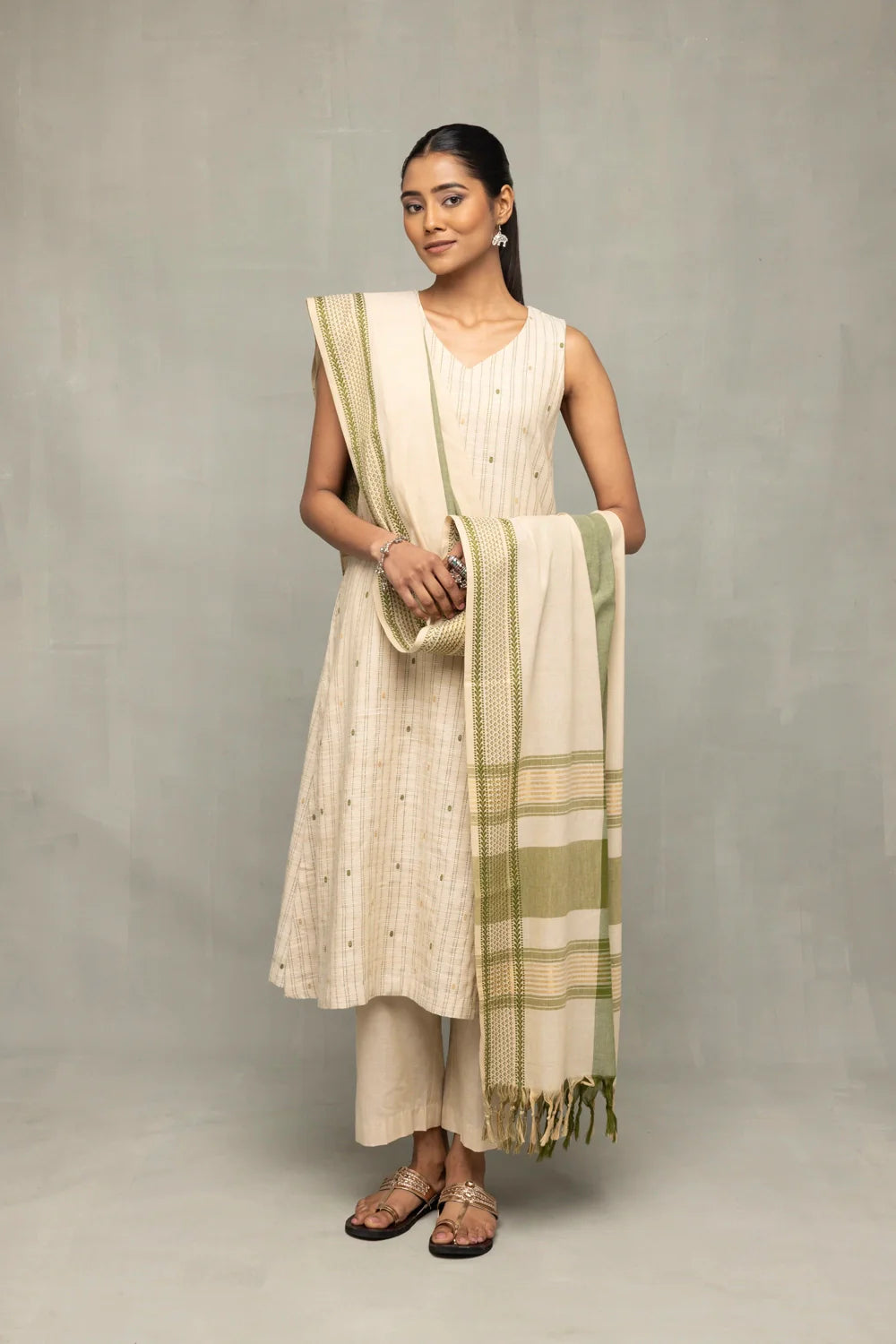 Sage Serenity South Cotton Zari Kurta Set with Dupatta