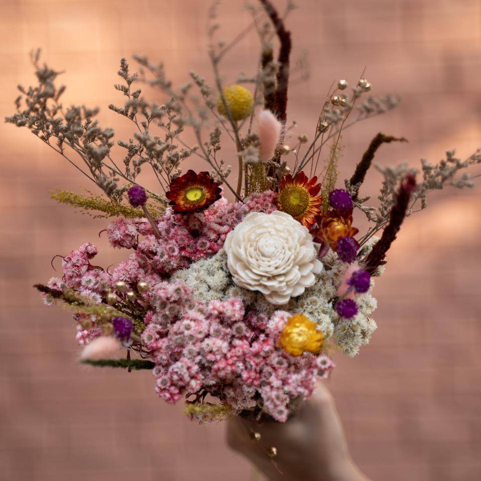 Serene Garden dried flower bouquet for aesthetic home decor and vase styling by ArteCasa