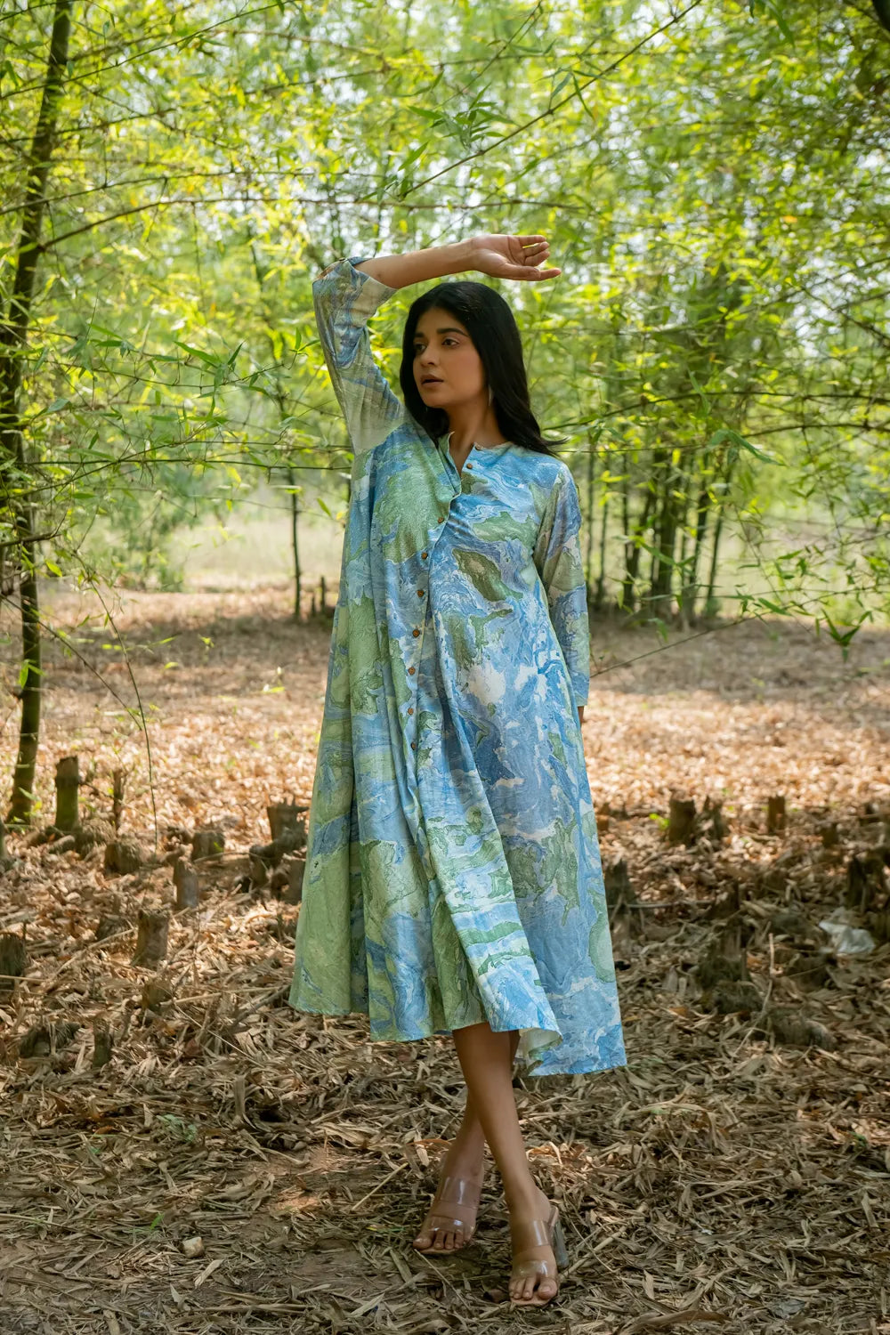 Bluegrass Marble Pure Cotton Dress-Sutra Art of Clothing