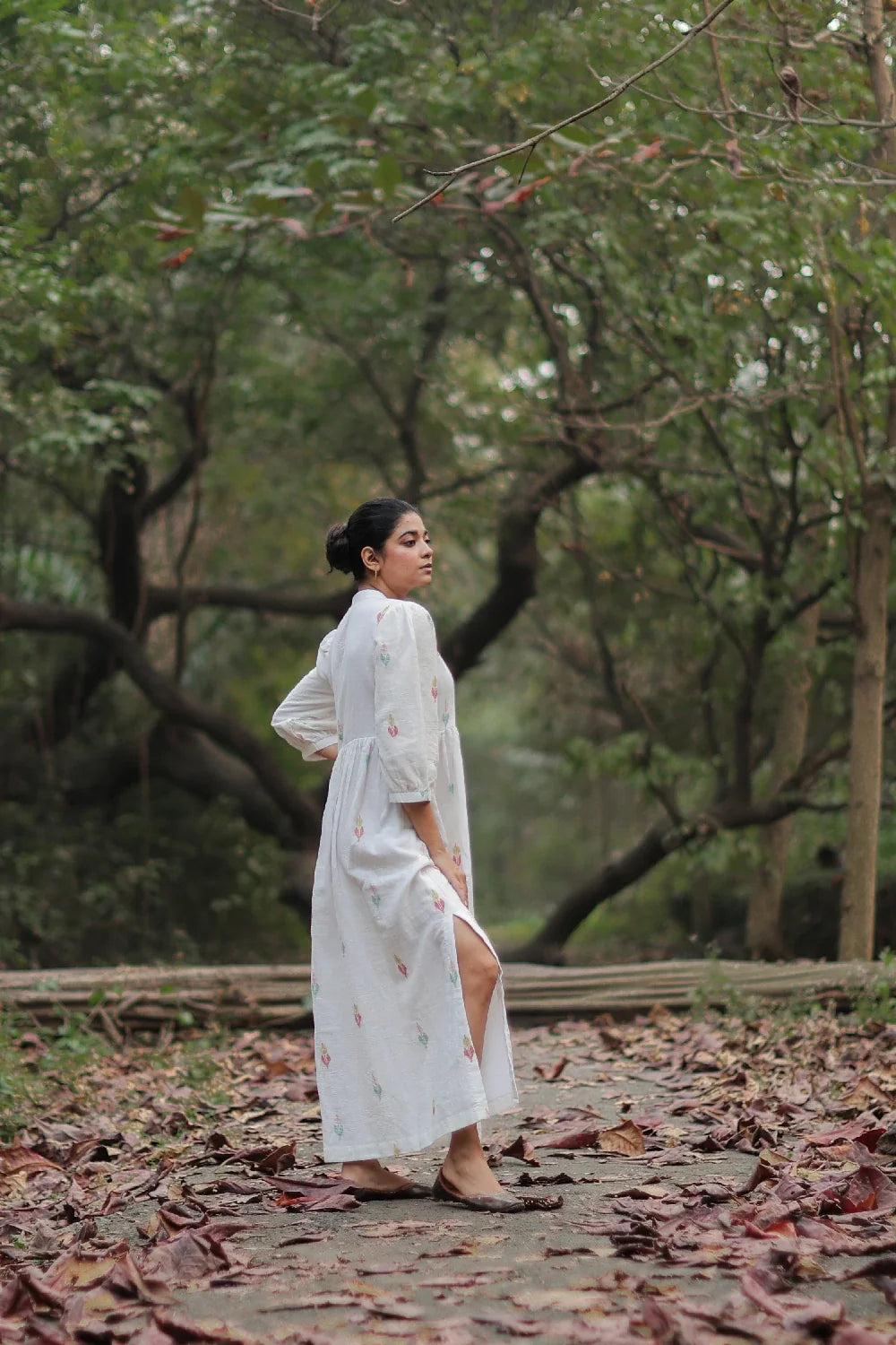 Soft Off White Cotton Jamdani Dress for Weekend Wear
