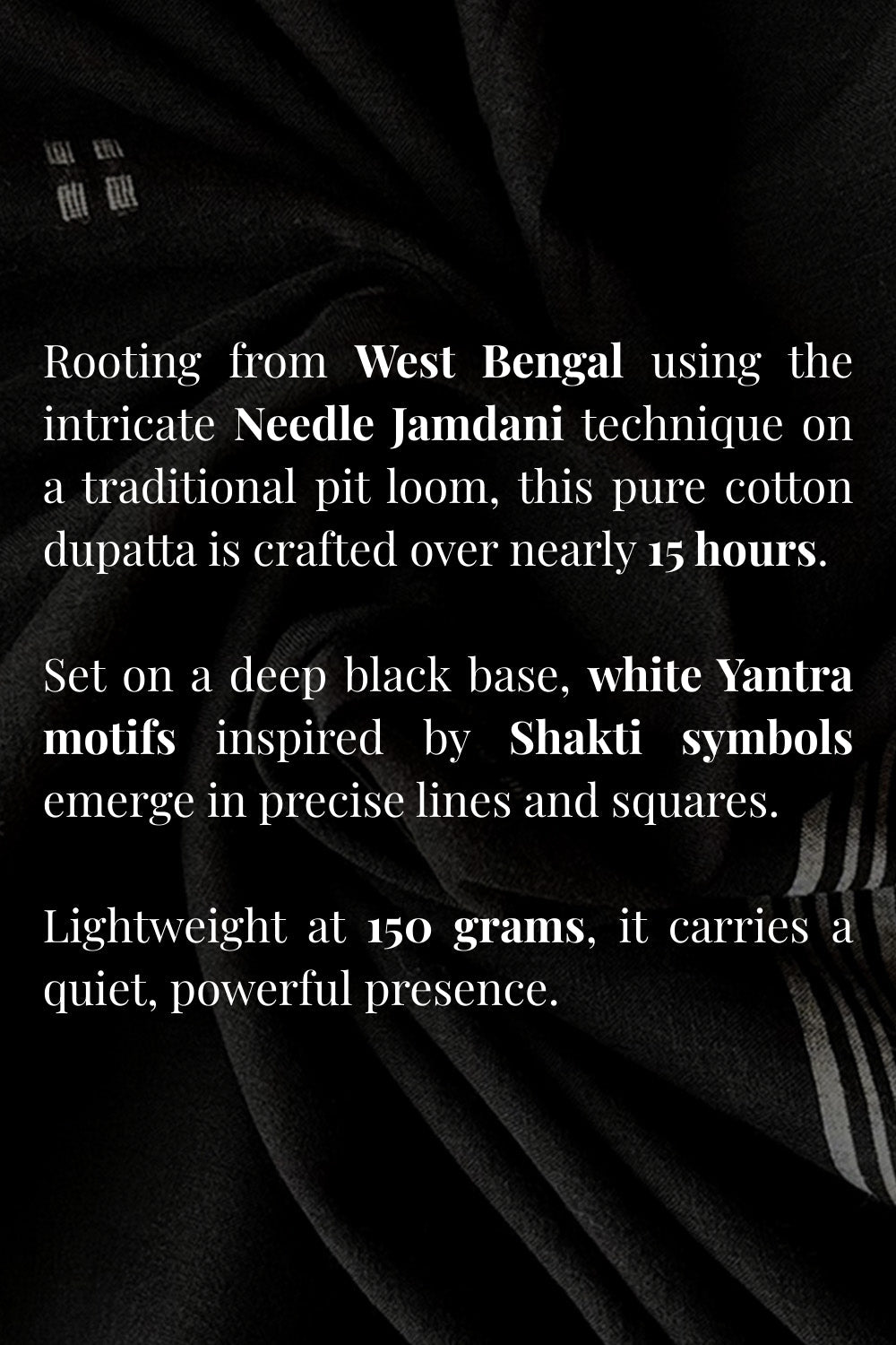 Traditional Black Yantra Jamdani Dupatta with Handwoven Details for Ethnic Wear