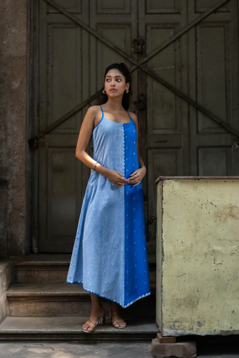 Traditional Blue Mirage South Cotton Dress for Ethnic Wear