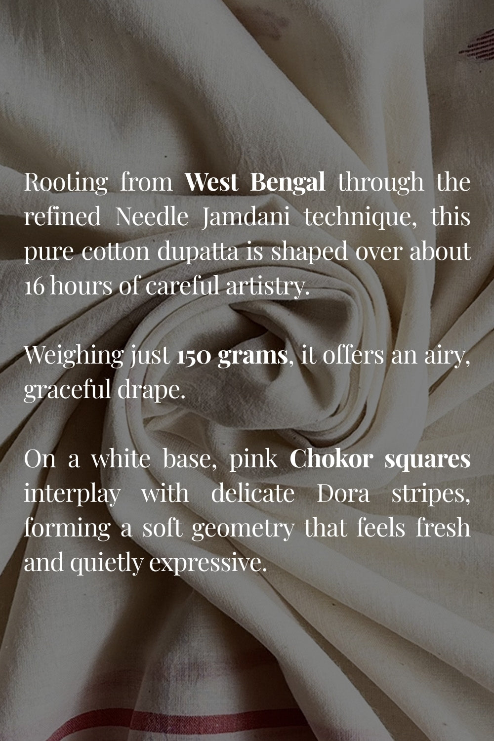 Traditional Cream Square Jamdani Dupatta with Handwoven Details for Ethnic Wear