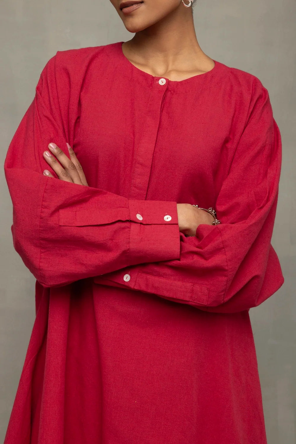 Crimson Pink Kala Cotton Oversized Co-ord Set-Sutra Art of Clothing