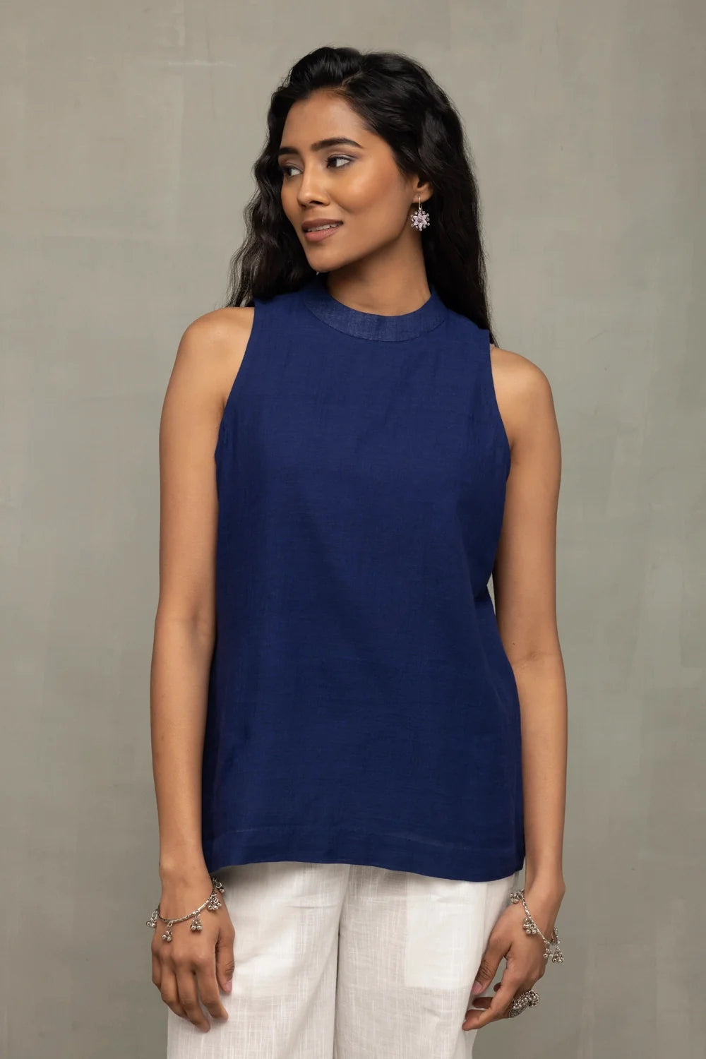 Traditional Indigo Handwoven Halter Neck Top for Ethnic Casual Wear