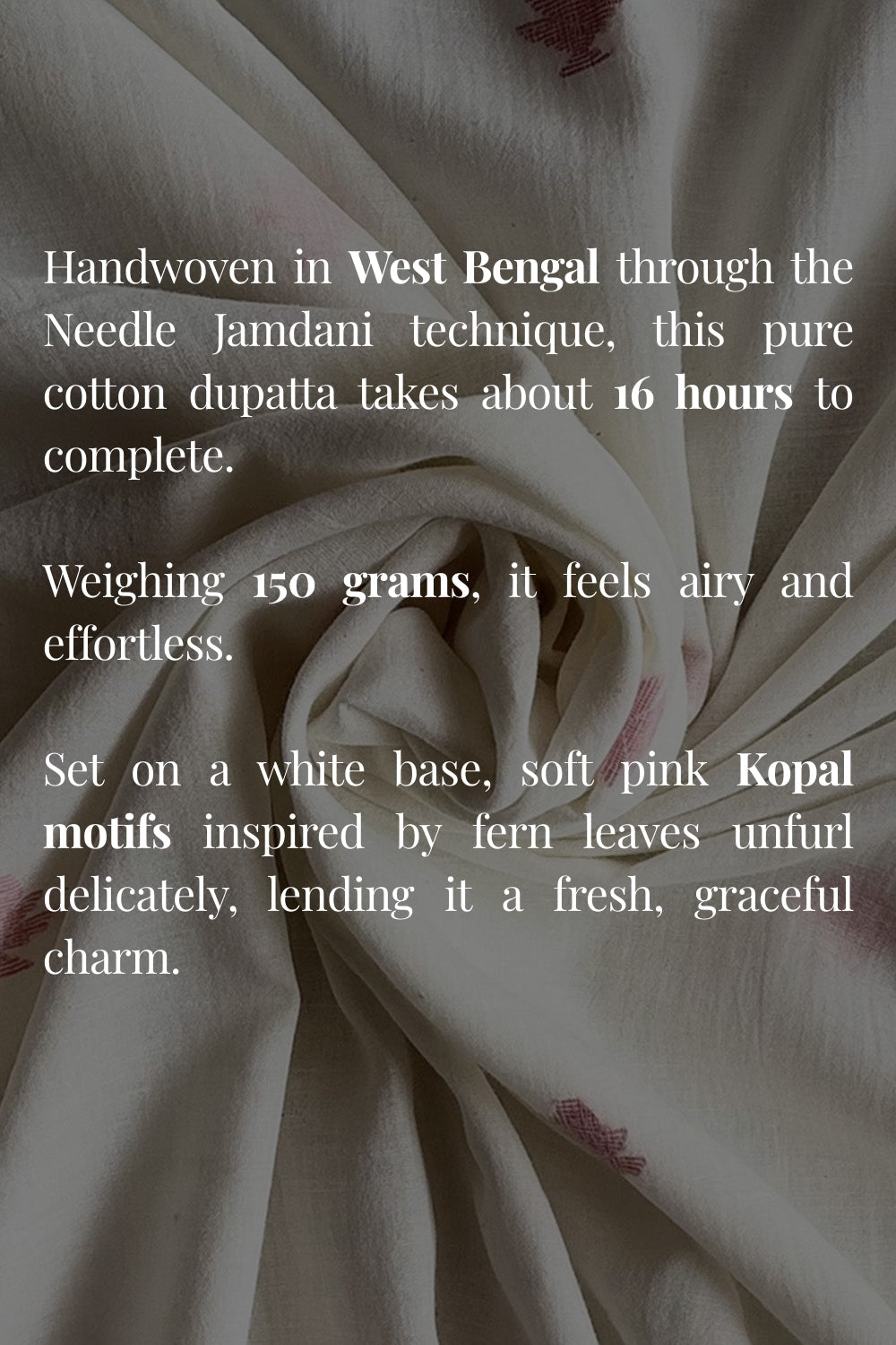 Traditional Ivory Kopal Jamdani Dupatta with Handwoven Details for Ethnic Wear