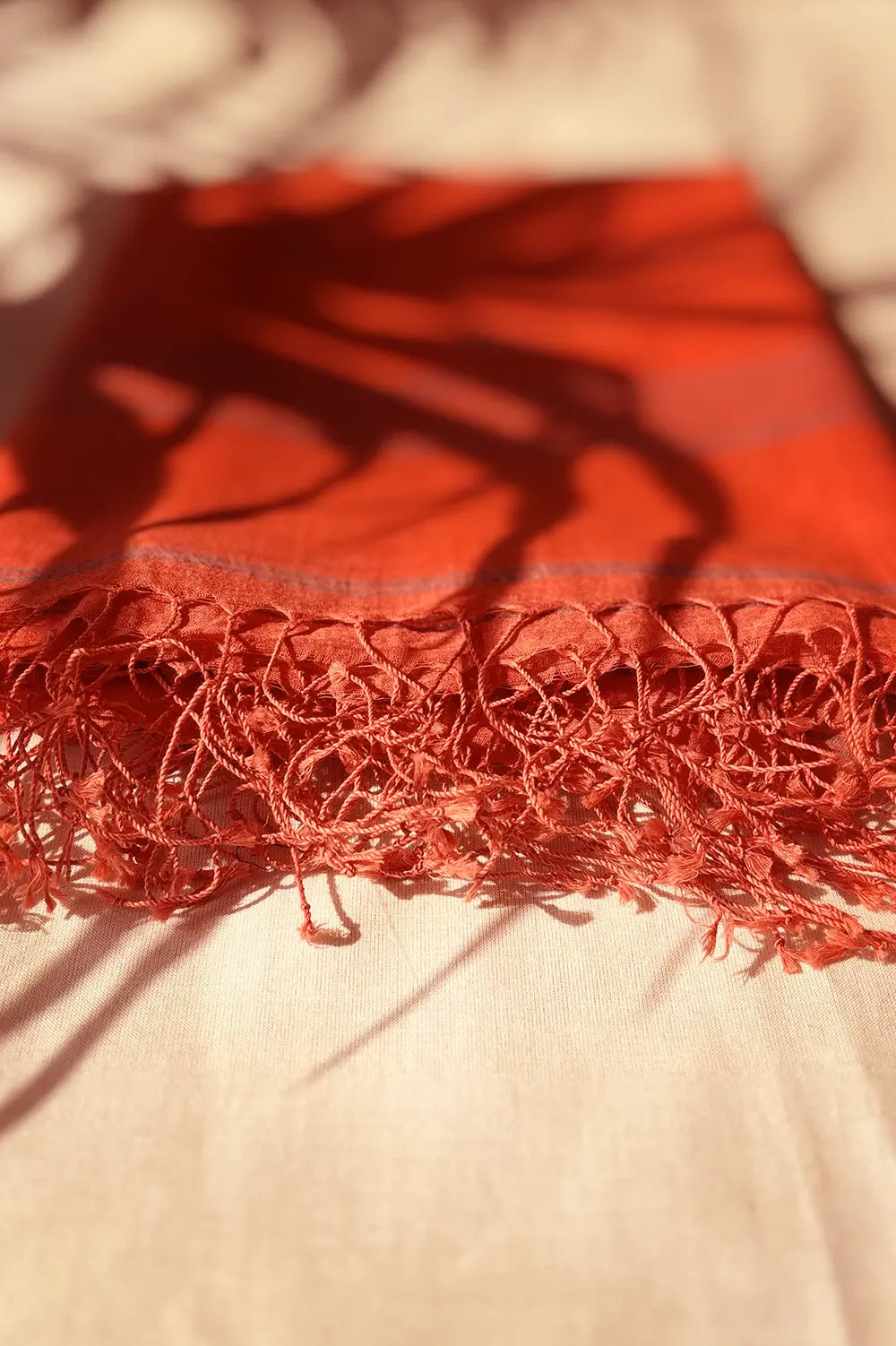 Traditional Orange Saptparni Jamdani Dupatta with Handwoven Details for Ethnic Wear
