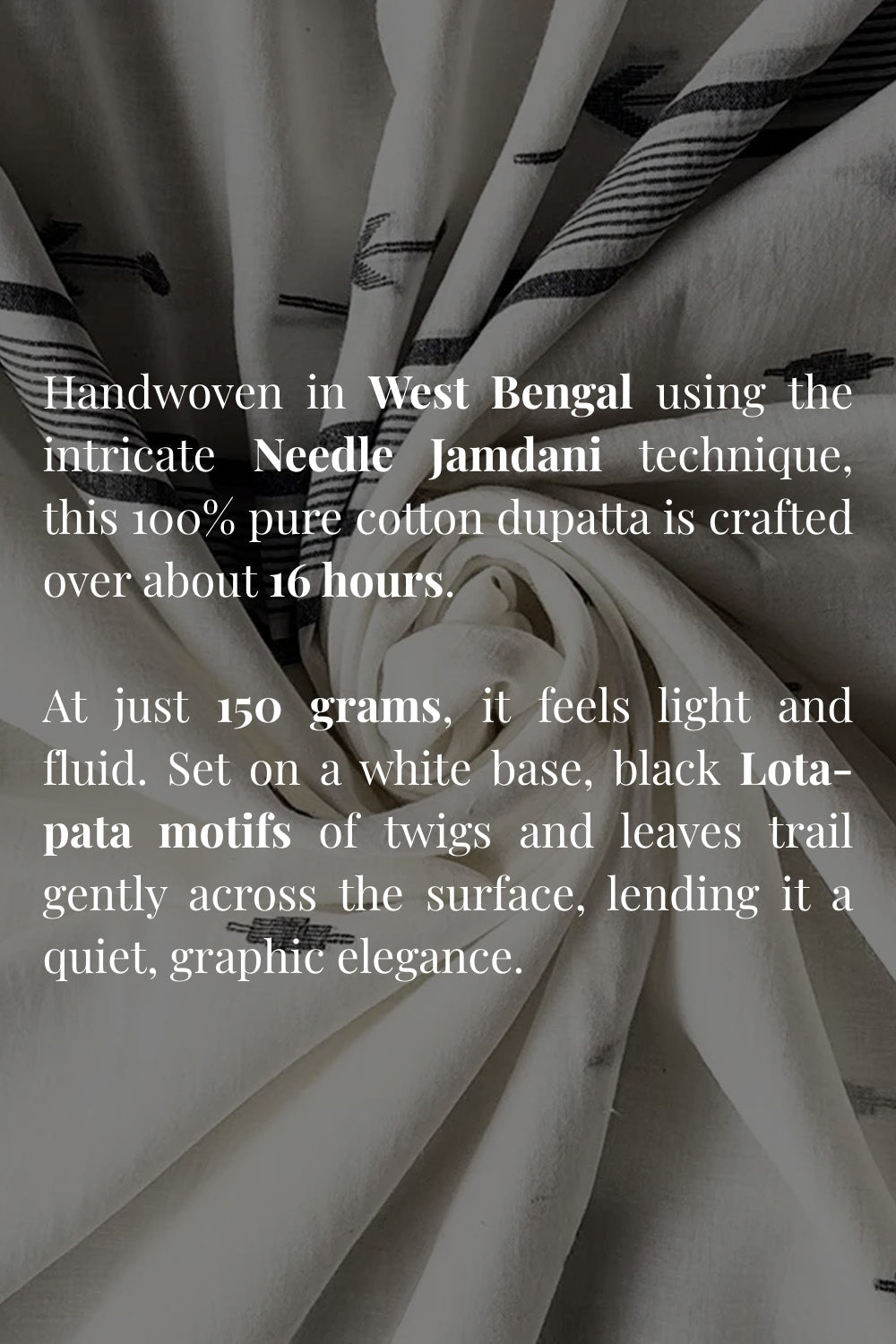Traditional Warm White Lota Pata Jamdani Dupatta with Handwoven Details for Ethnic Wear