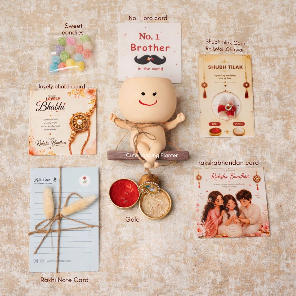 Artecasa Planter Paglu Bhabhi Rakhi Hamper | Premium Raksha Bandhan Gift Box - https://artecasa.in/