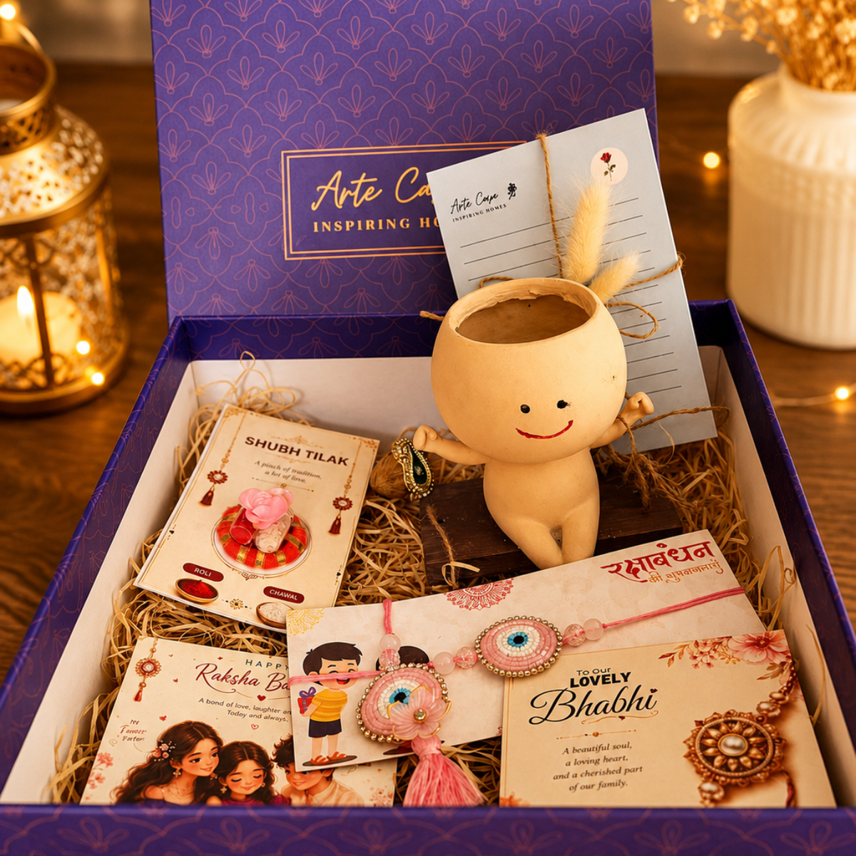 Artecasa Planter Paglu Bhabhi Rakhi Hamper | Premium Raksha Bandhan Gift Box - https://artecasa.in/