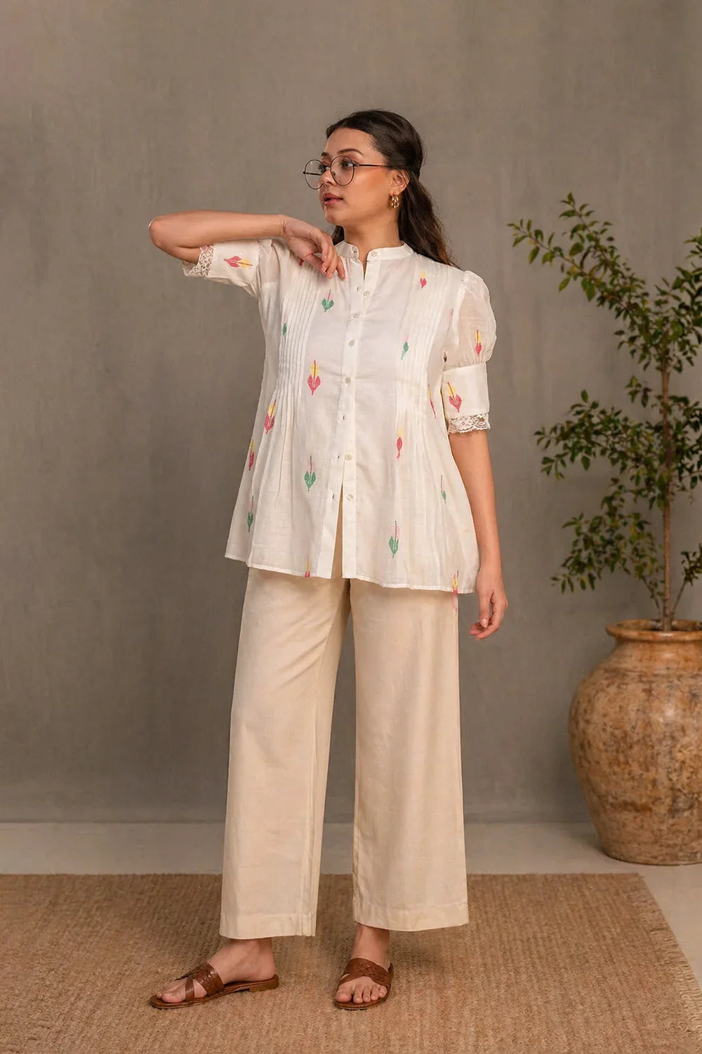 Whimsy White Jamdani Top