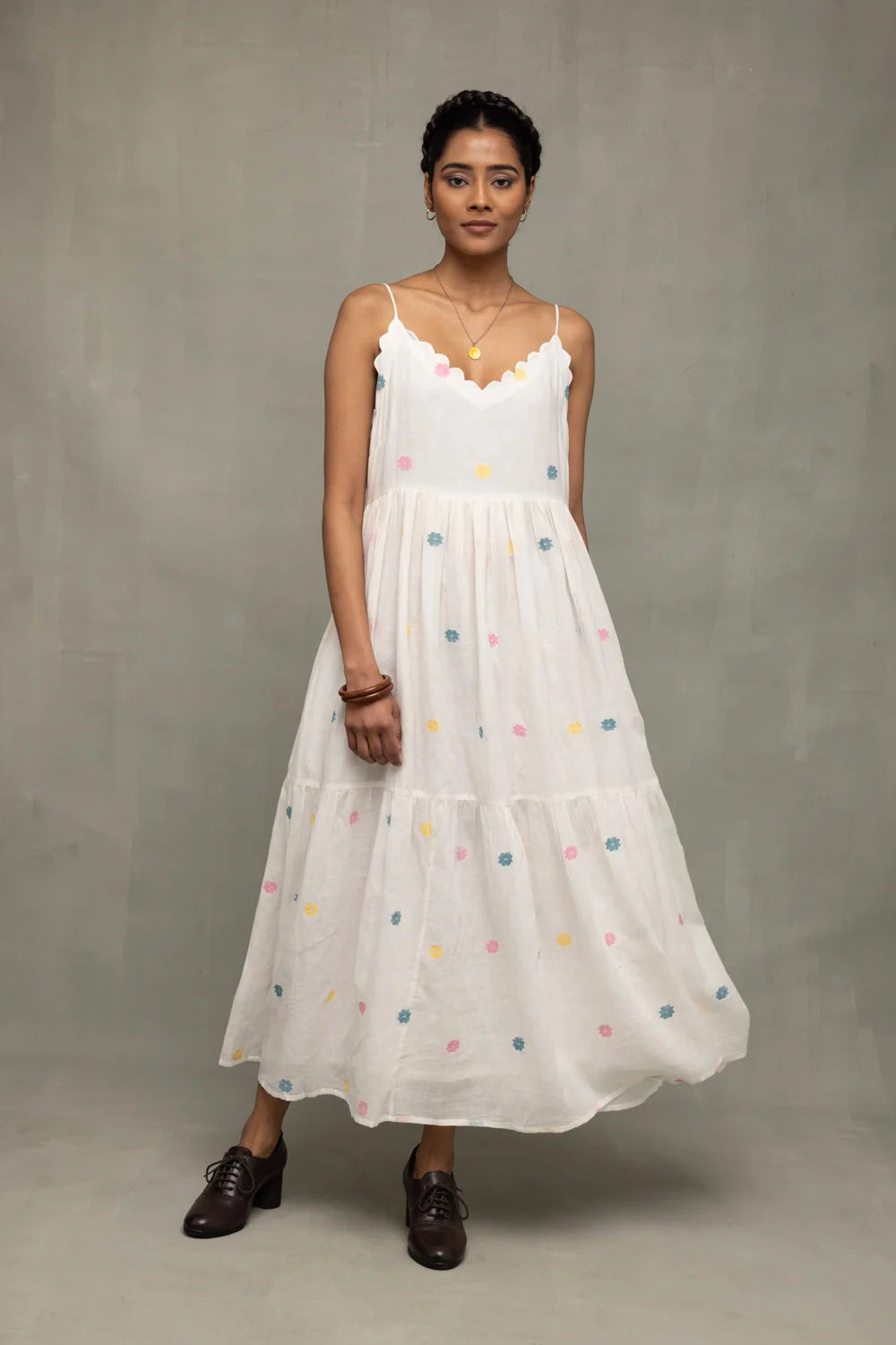 White Gulrang Pure Cotton Jamdani Dress