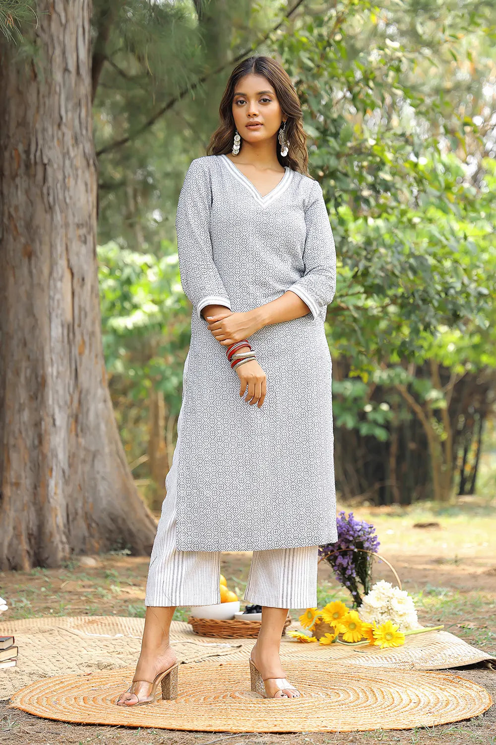 White Pure Cotton Co-ord Set-Sutra Art of Clothing