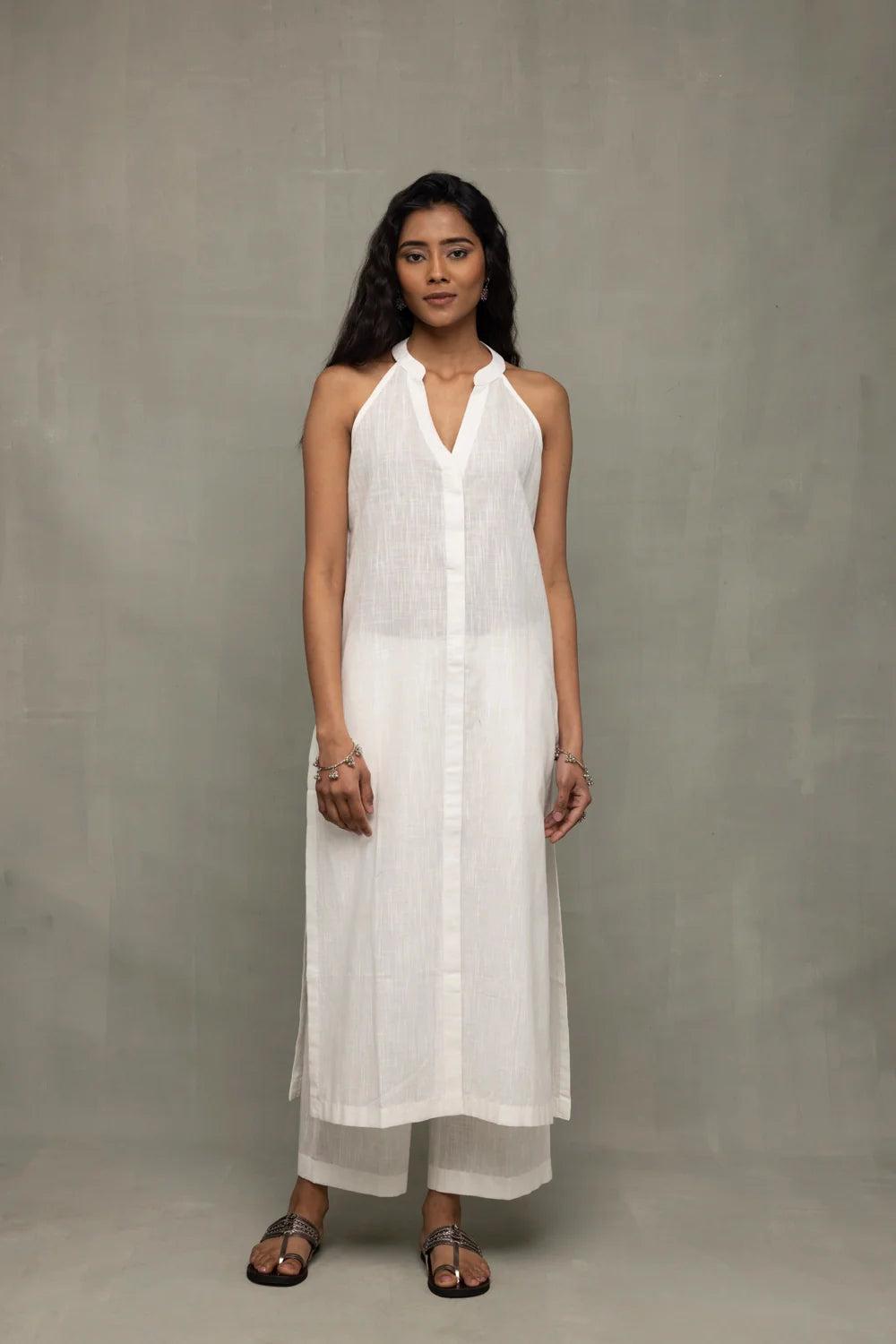 White Slub Cotton Co-ord Set