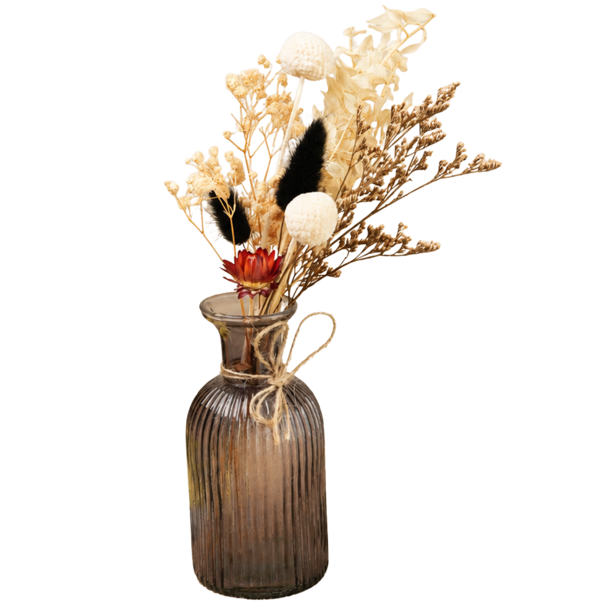 Ocean Crest Black Glass Vase with Dried Flowers | Modern Home Décor - https://artecasa.in/