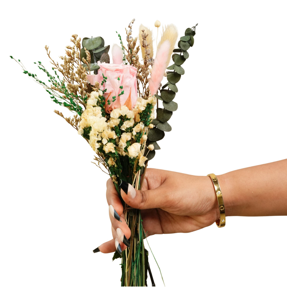 Blush & Bloom Preserved Pink Rose Bouquet | Handmade Dried Flower Bouquet for Gifting & Home Décor - https://artecasa.in/