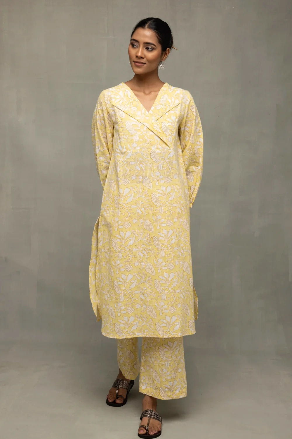 Yellow Gul Jaal Hand Block Print Co-ord Set