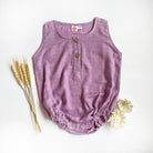 Organic Muslin Romper - Purple - Oranges and Lemons