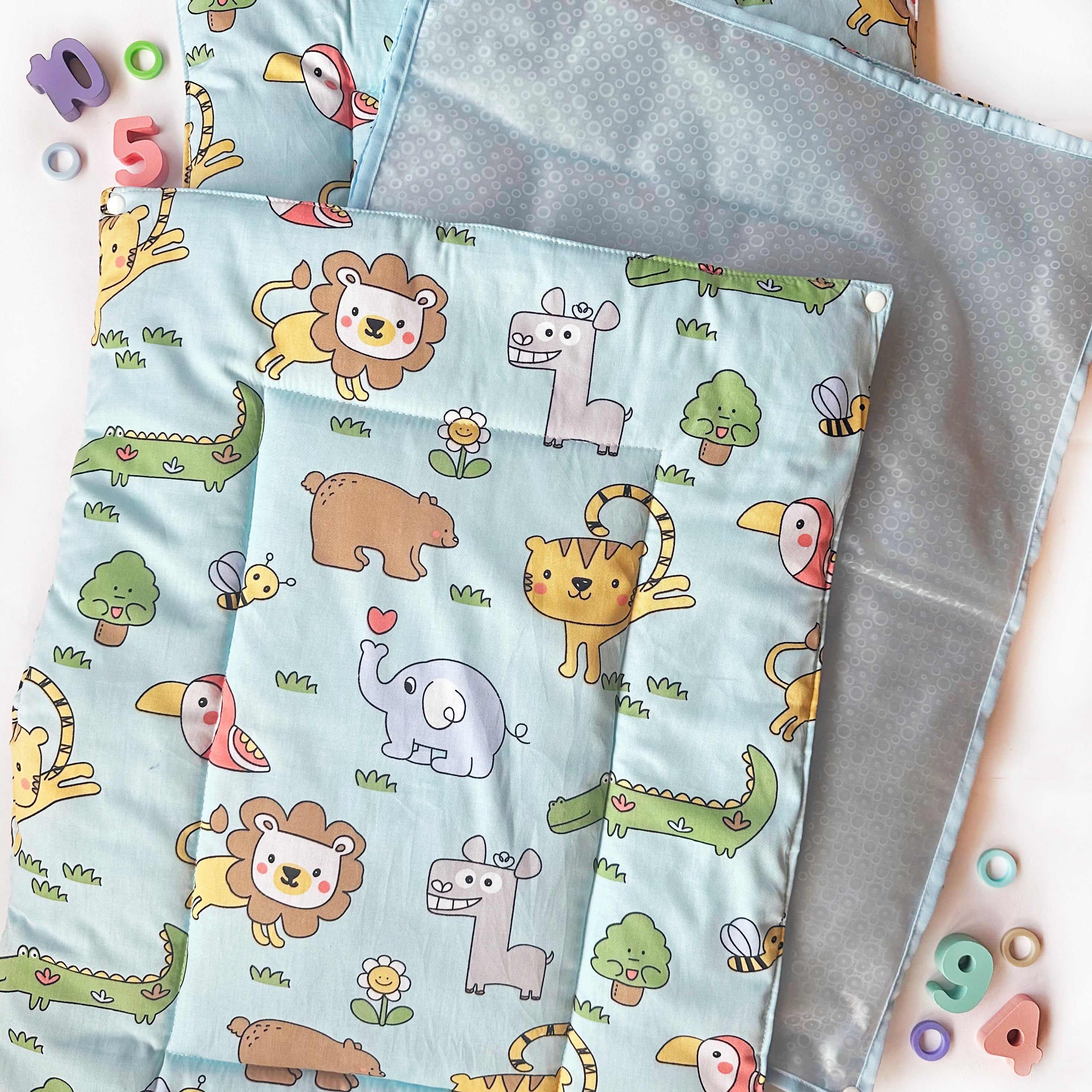 Animal Safari- Re-usable diaper changing mat - Set of 3 - Oranges and Lemons