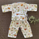 Bamboo Muslin Night Suit | Kimono Set | Animal Print - Oranges and Lemons
