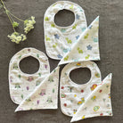 Bamboo Muslin Baby Bib and Wash Cloth Set - Set of 3 - Oranges and Lemons