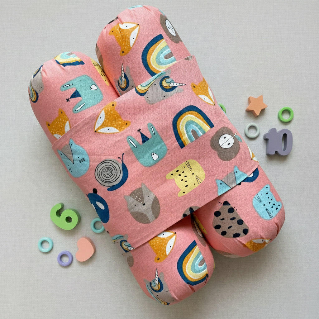 Baby Anti Roll Pillow - Rainbow tale - Pink - Oranges and Lemons