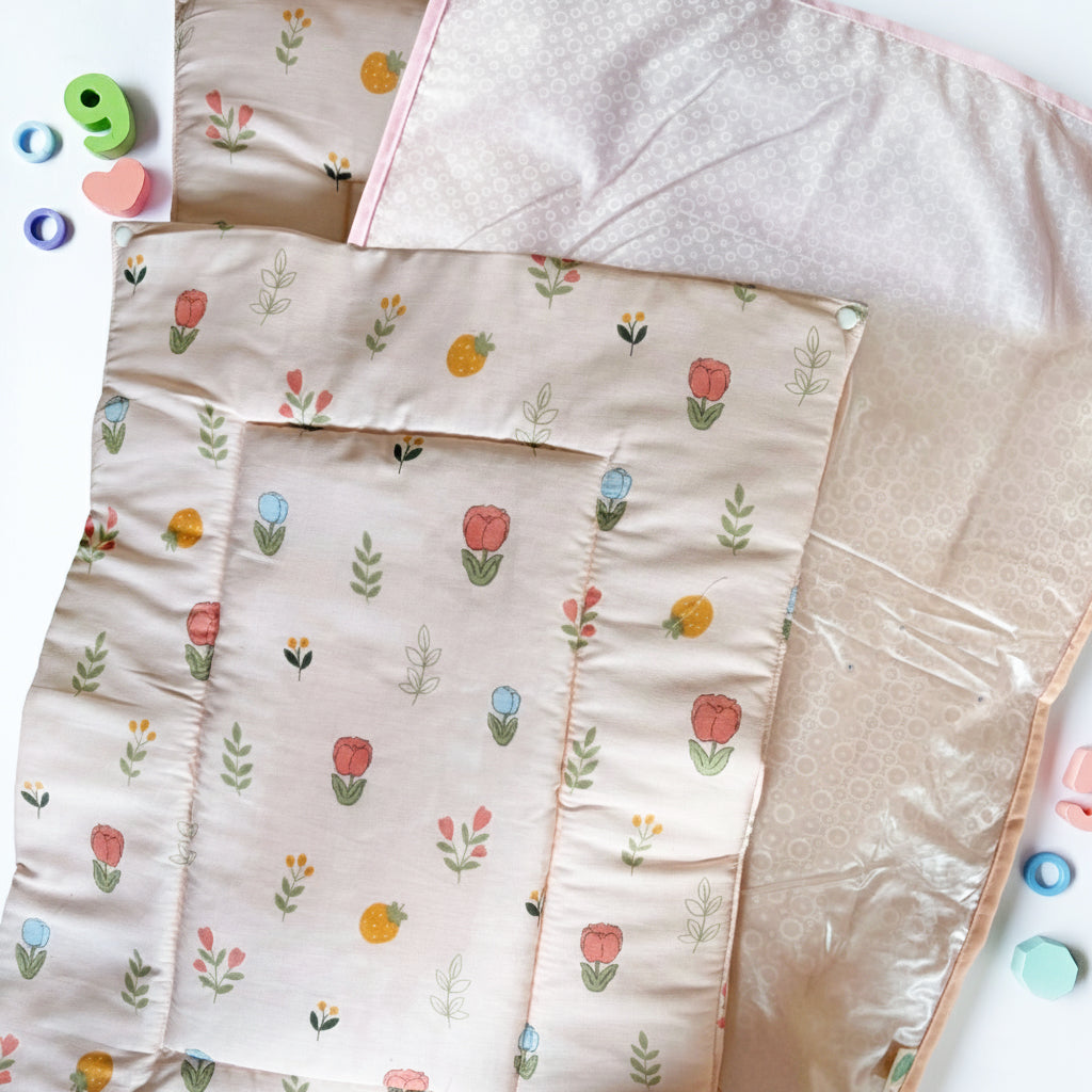 Tulip Bloom - Re-usable diaper changing mat - Pink - Oranges and Lemons