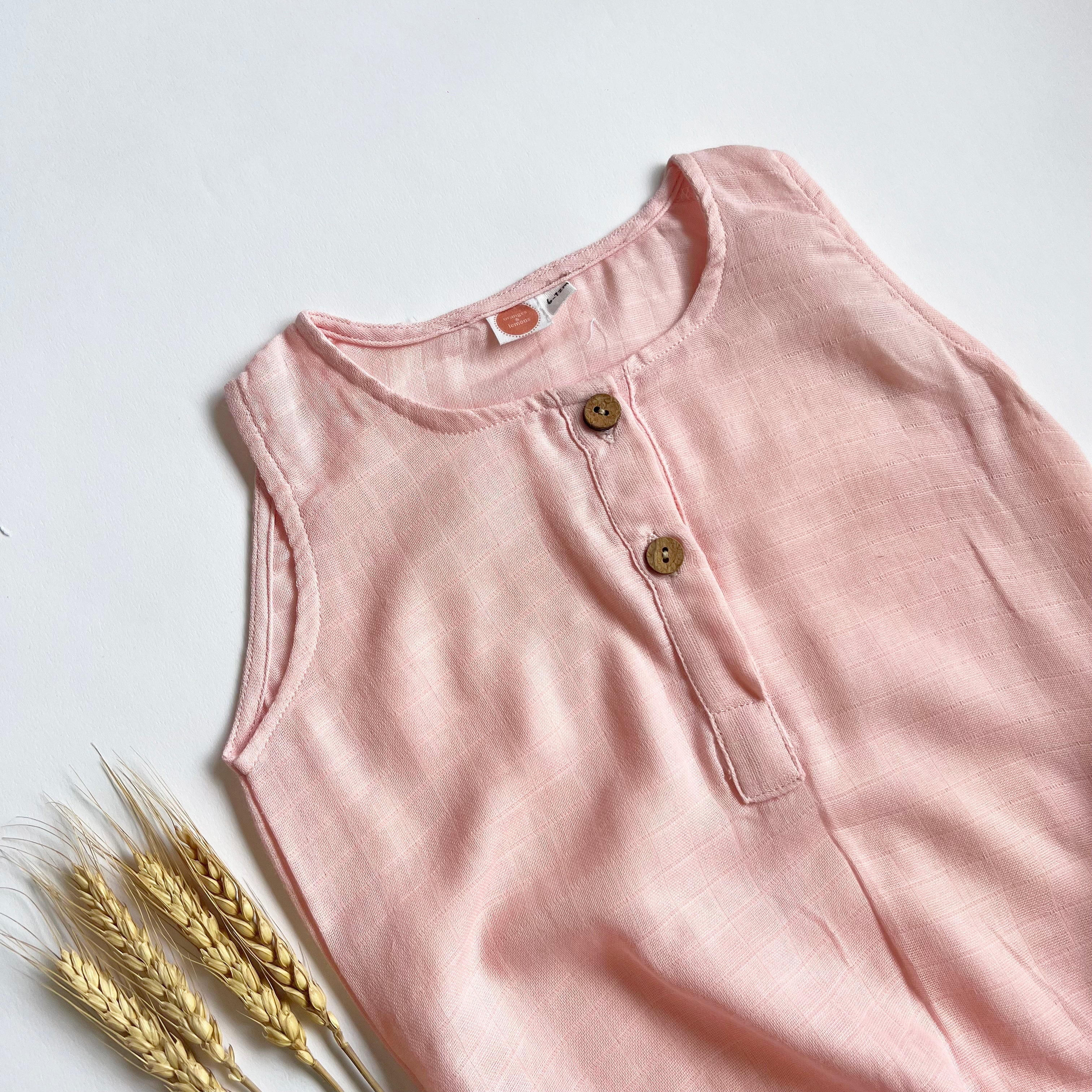Organic Muslin Romper - Pink - Oranges and Lemons