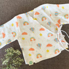 Bamboo Muslin Night Suit | Kimono Set | Rainbow Print - Oranges and Lemons