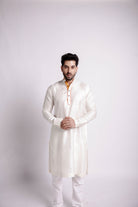 Men-Wild Silk Off-White Kurta-bihart