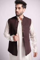 Men-Brown Handwoven Cotton Twill Bundi Jacket-bihart
