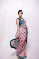 Light-Pink Multi-Colour Block Wild Silk Saree-bihart
